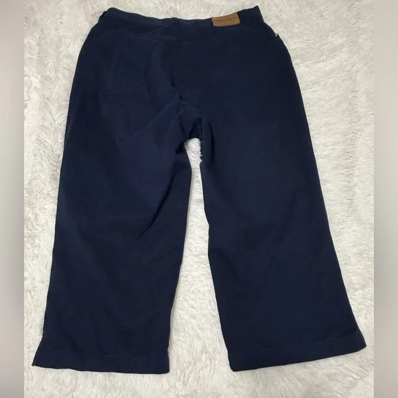 Lauren Ralph Lauren Pant Chino Navy Capri high Rise Cropped Classic Size 16 W - Picture 8 of 15